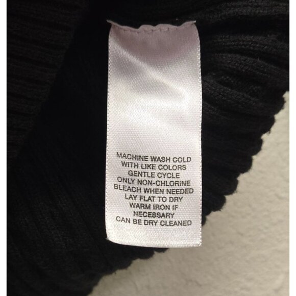 Academia Preppy Old Money Black Cable Knit Turtleneck Sweater Womens M Classic - Picture 7 of 9